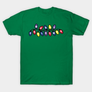 Merry Christmas Festive Lights Blue Purple Red Yellow T-Shirt